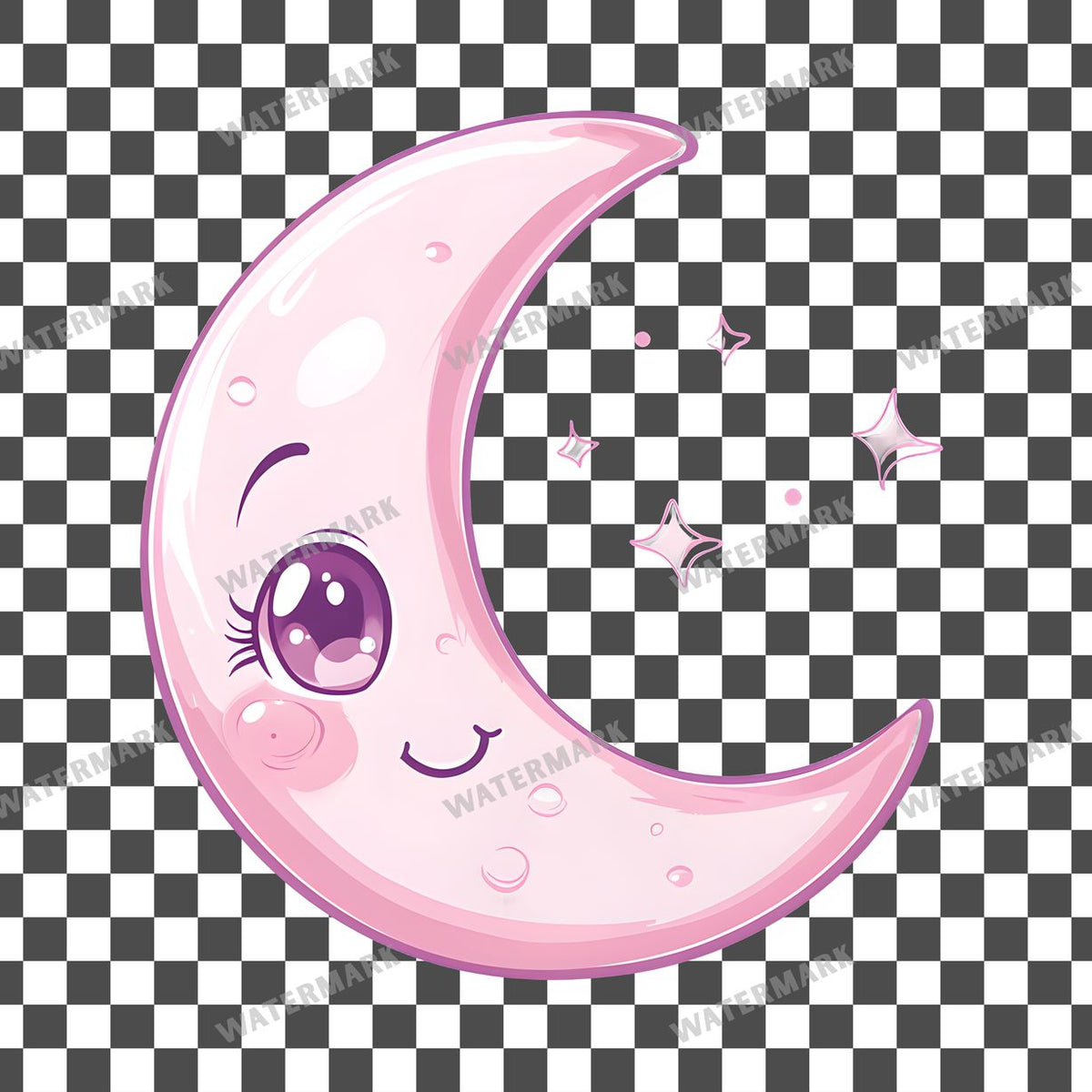 Crescent Moon Kawaii Style Clipart Pngs