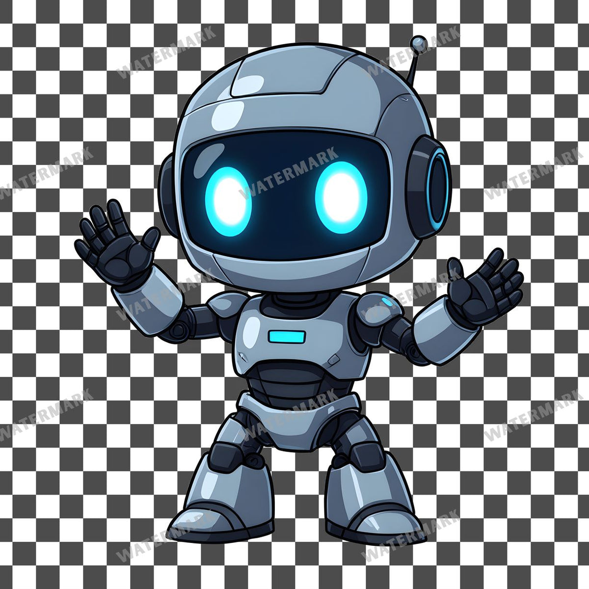 Cute Chibi Robot Waving Clipart Pngs