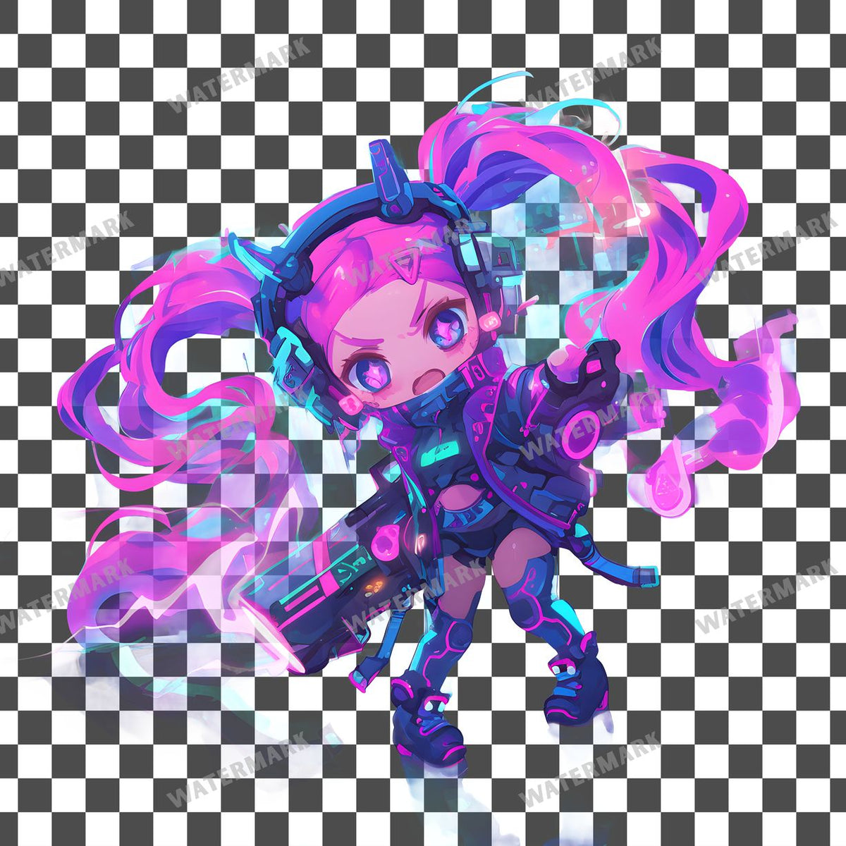 Cyberpunk Girl Clipart Pngs