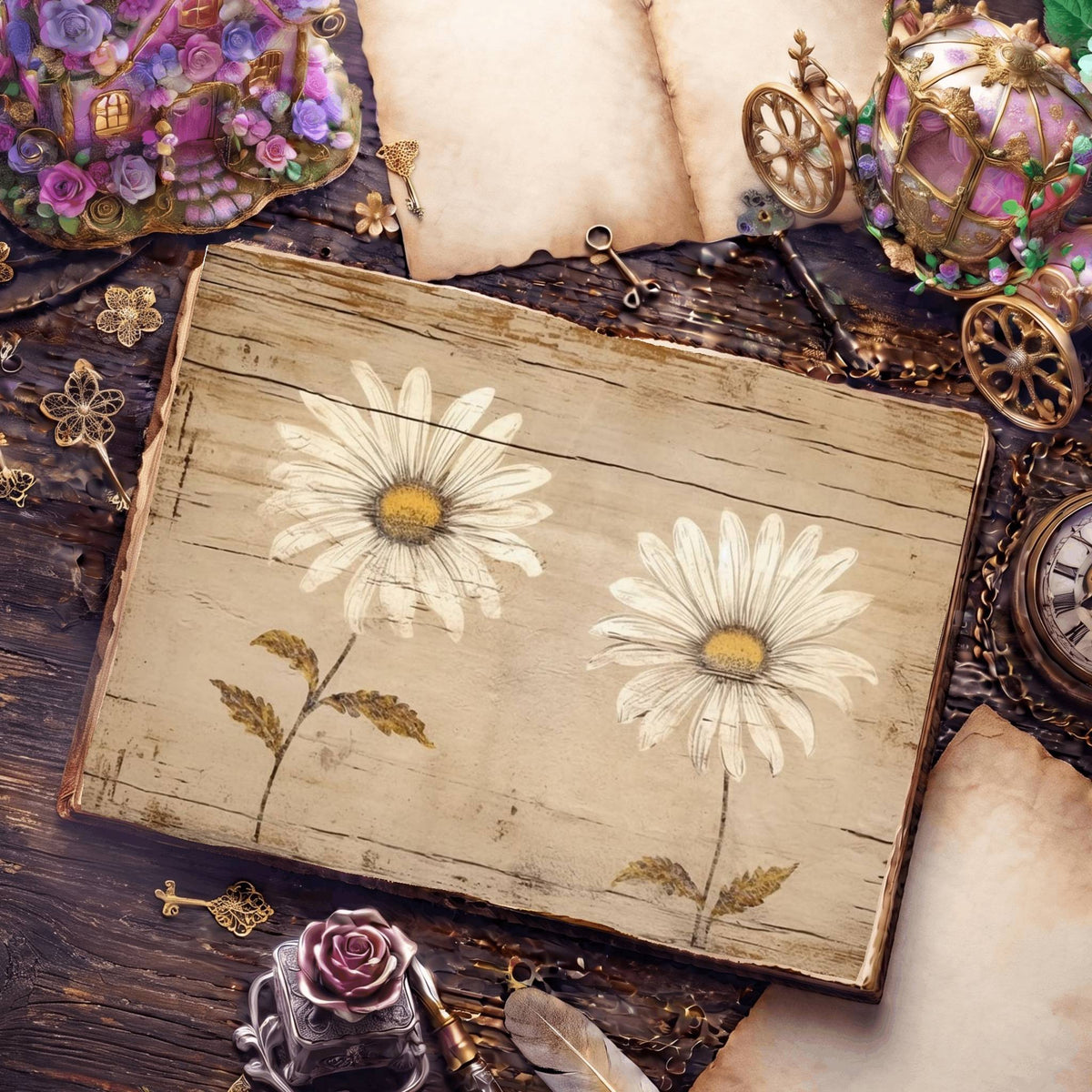 Daisy Flowers Digital Papers