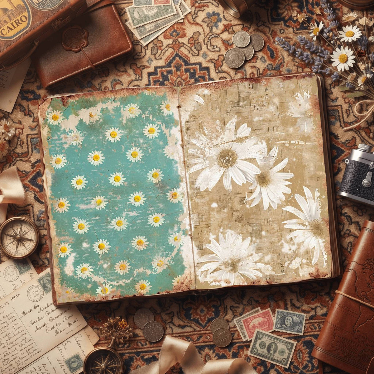 Daisy Flowers Digital Papers