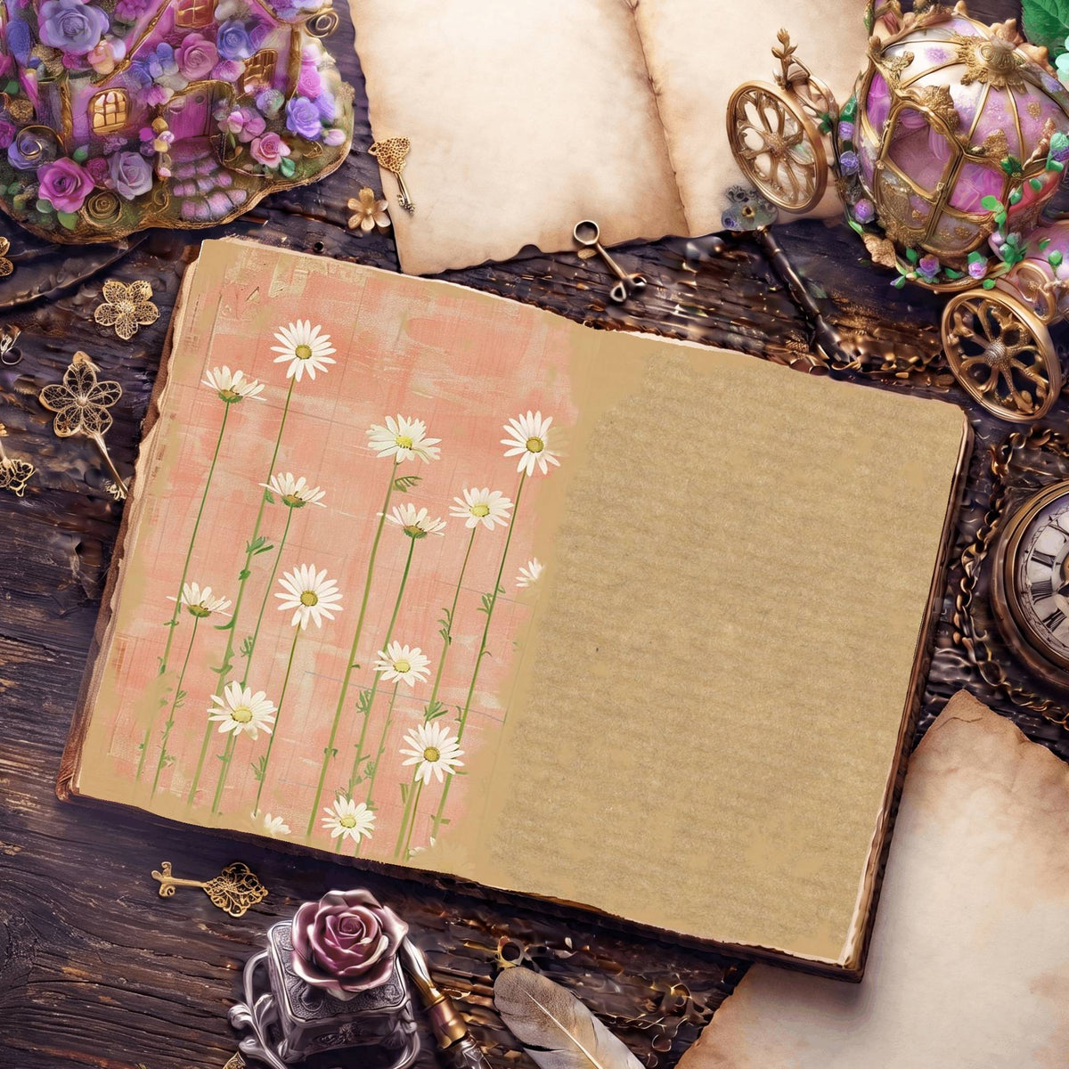 Daisy Flowers Digital Papers