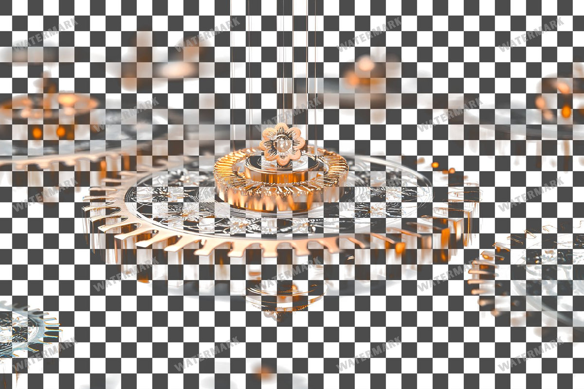 Delicate Filigree Gear Transparent Overlay Pngs