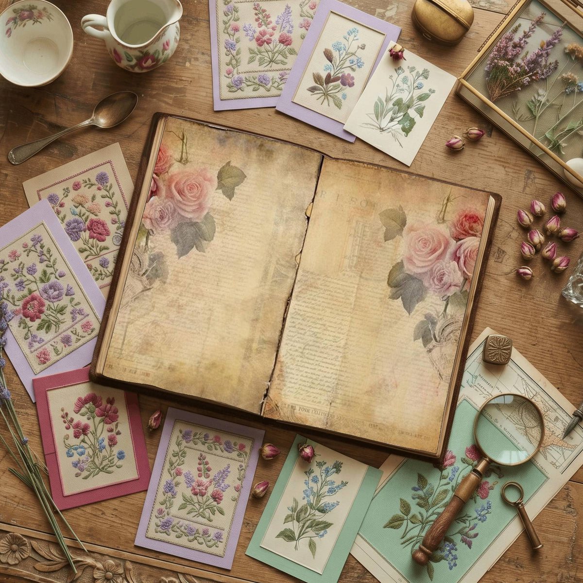 Faded Pink Roses Digital Papers