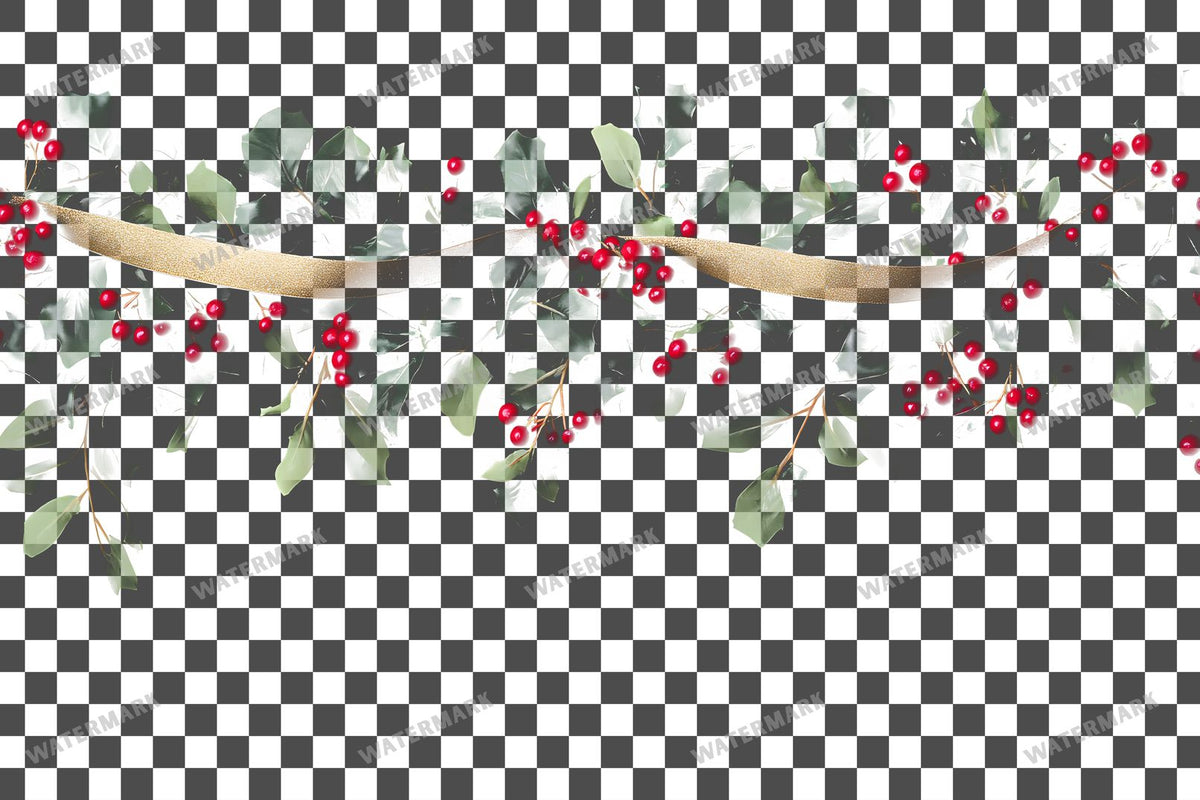 Festive Garland PNG overlay on a transparent checkered background, preview 4