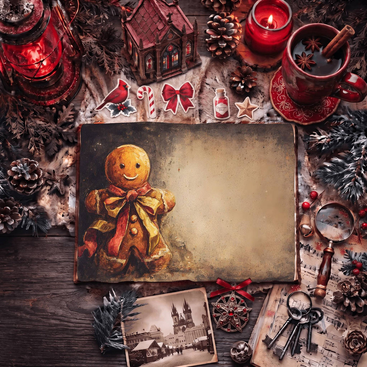 Festive Holiday Gingerbread Man Digital Papers