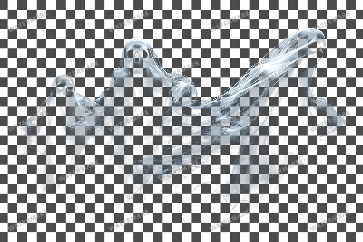 Floating Ghosts Transparent Overlay Pngs