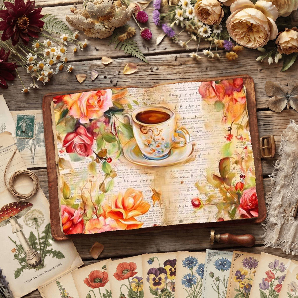 Floral Coffee Digital Papers
