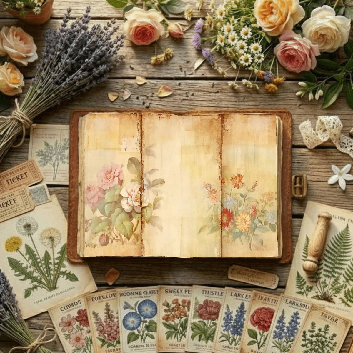 Floral Collage Digital Papers