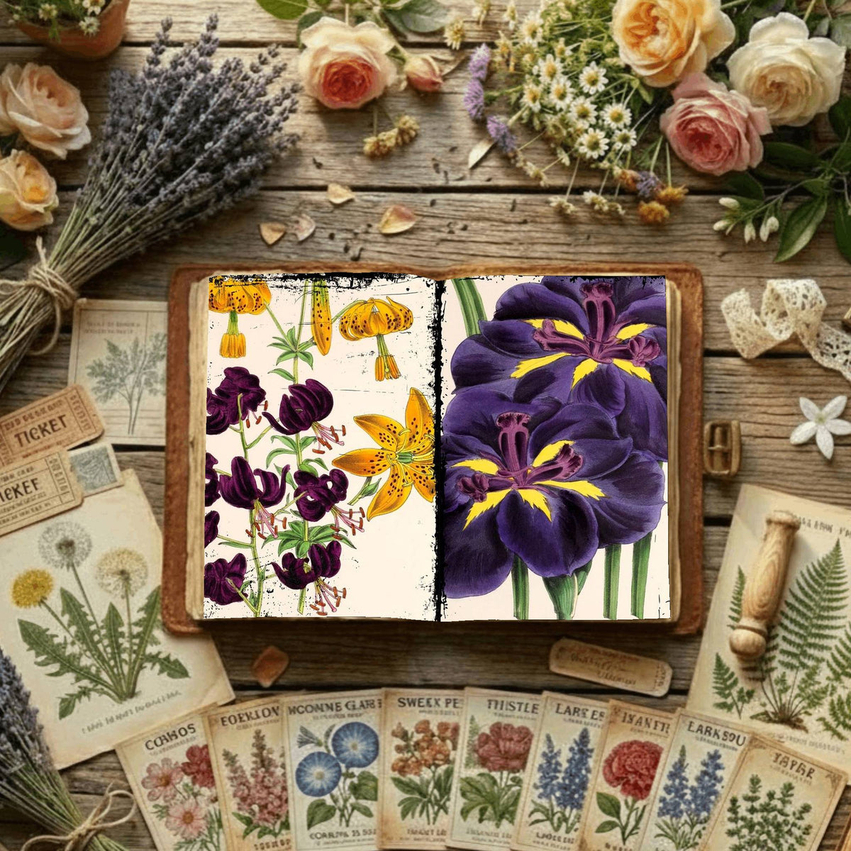 Floral Illustrations Digital Papers