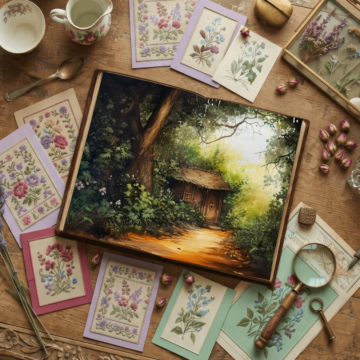 Forest Cabin Digital Papers