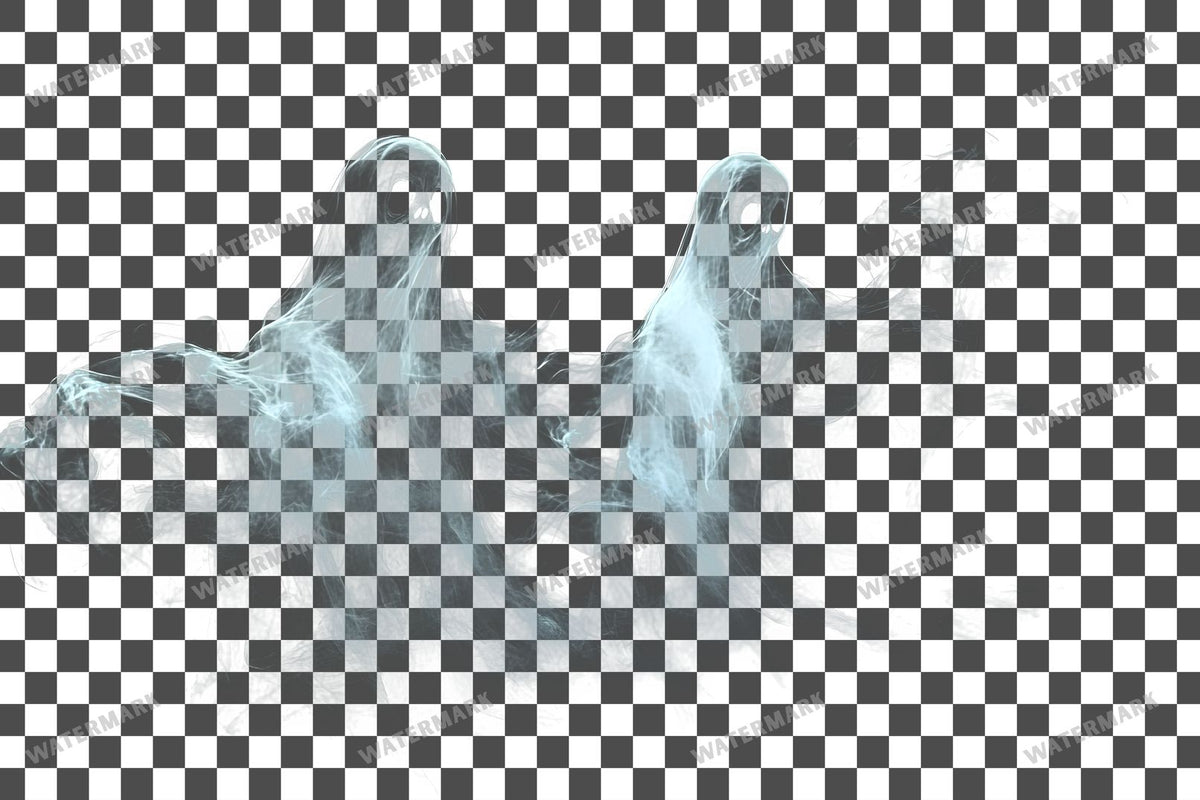 Ghostly Apparitions PNG overlay on a transparent checkered background, preview 4