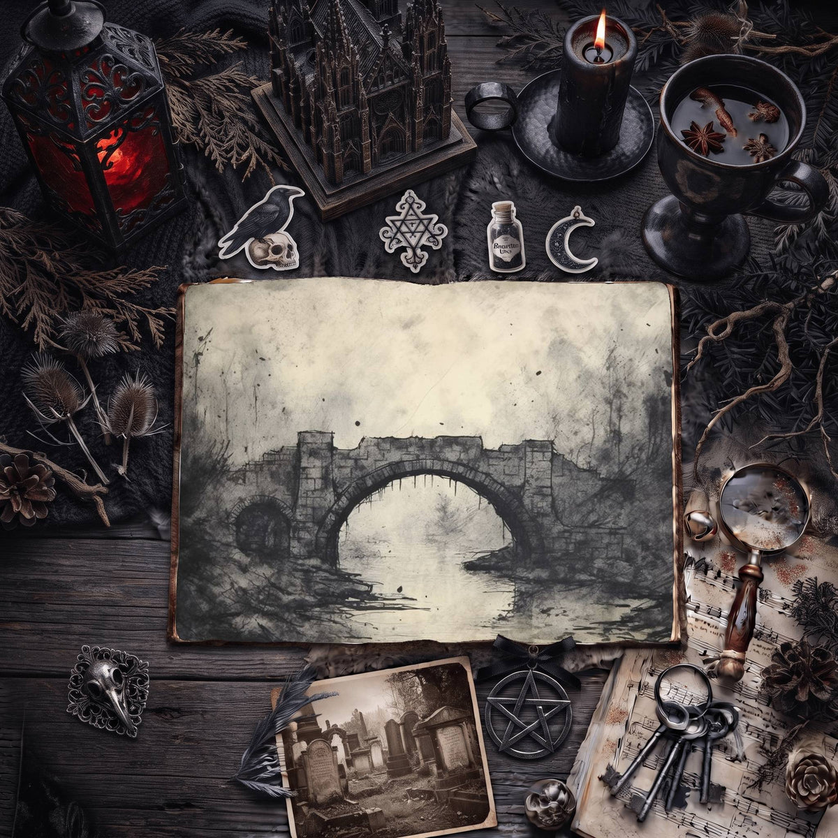 Gothic Bridge Digital Papers