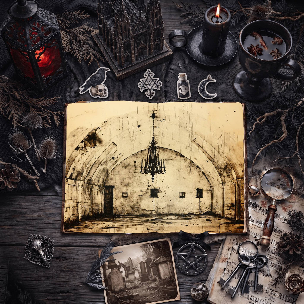 Gothic Chandeliers Digital Papers