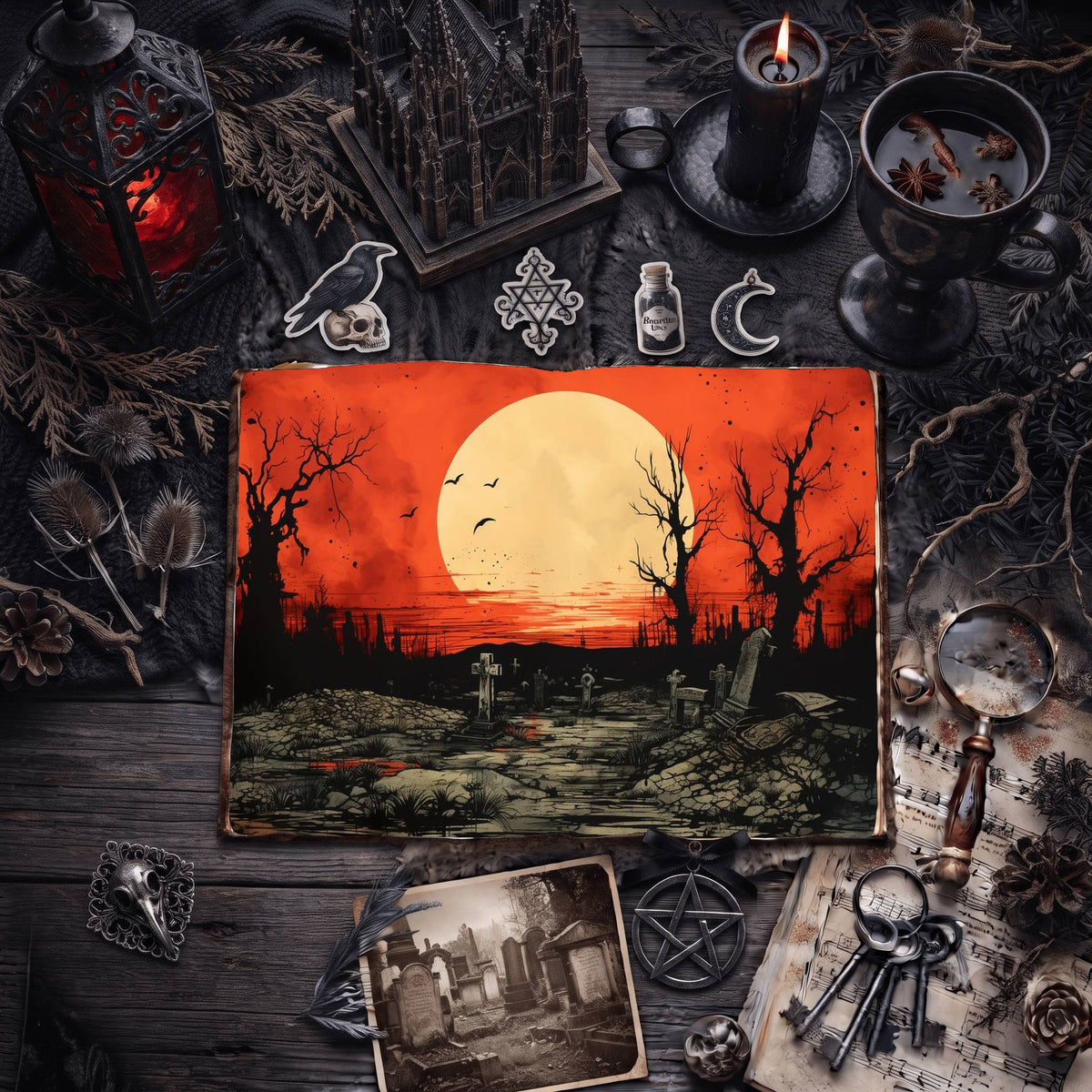Gothic Moon Digital Papers