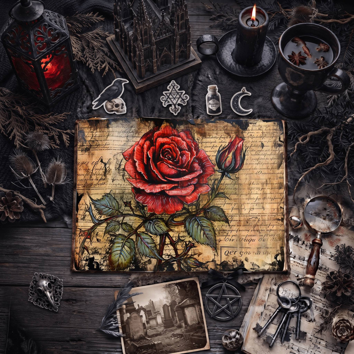 Gothic Roses Digital Papers