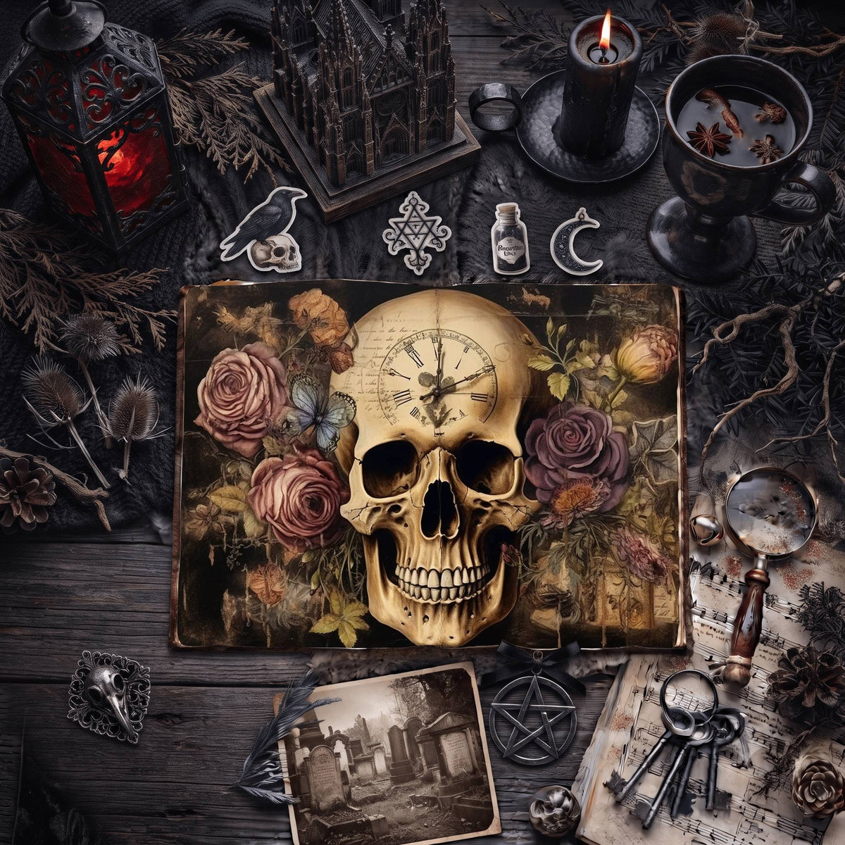 Gothic Skulls Digital Papers
