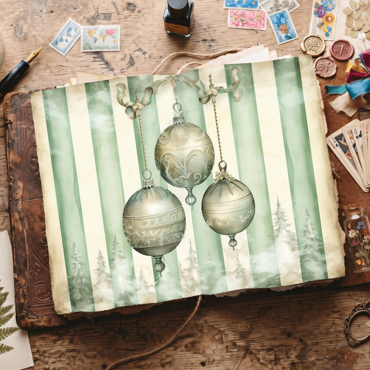 Green Christmas Digital Papers