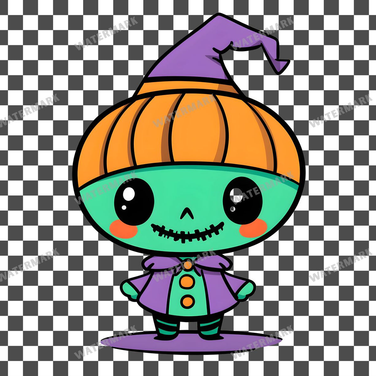 Halloween Kawaii Style Clipart Pngs
