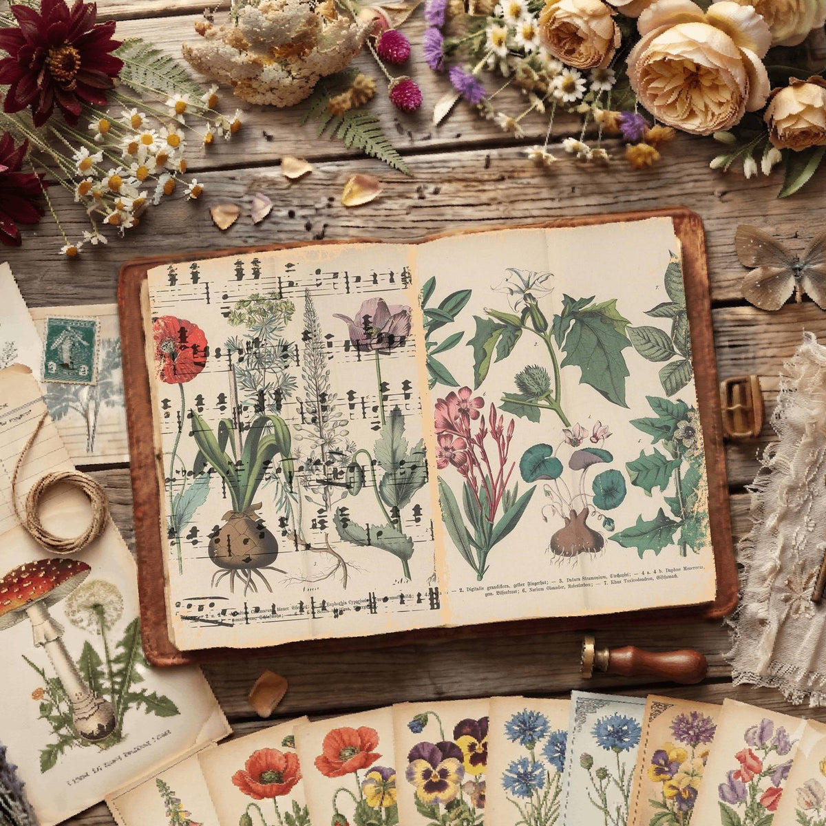 Herbal printable junk journal paper, page preview 4