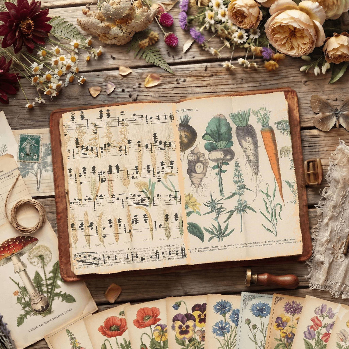 Herbal printable junk journal paper, page preview 4