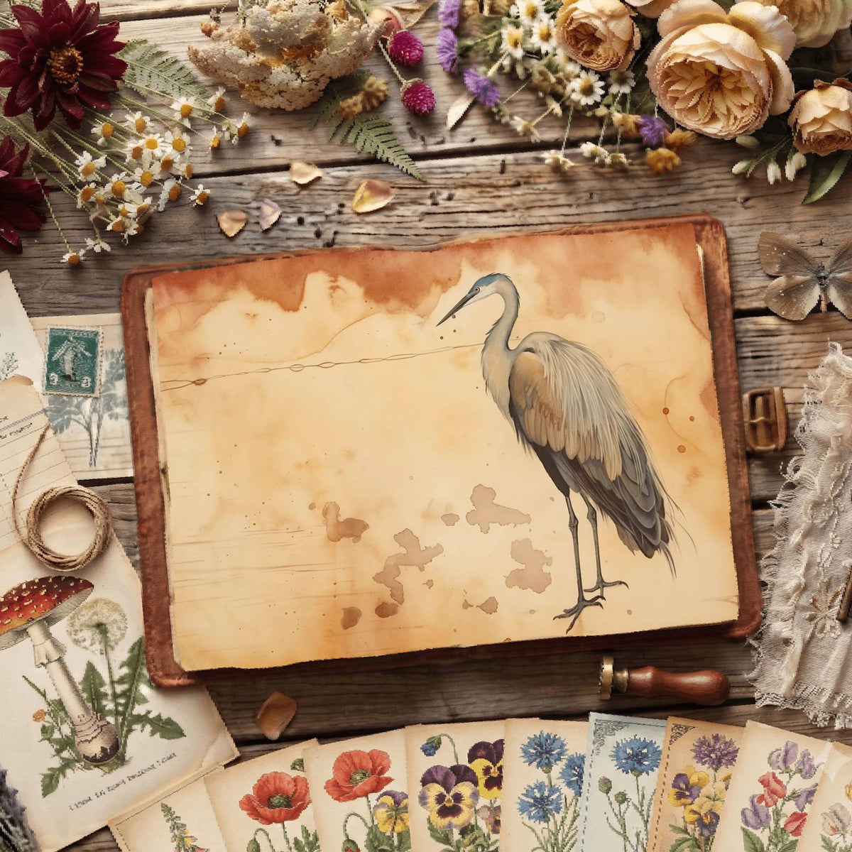 Heron Birds Digital Papers