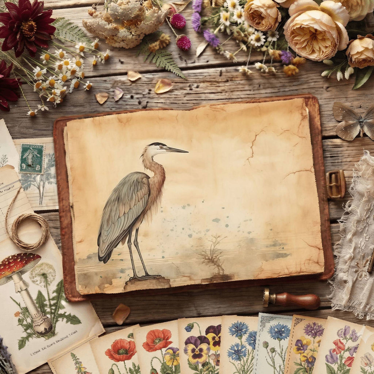 Heron Birds Digital Papers