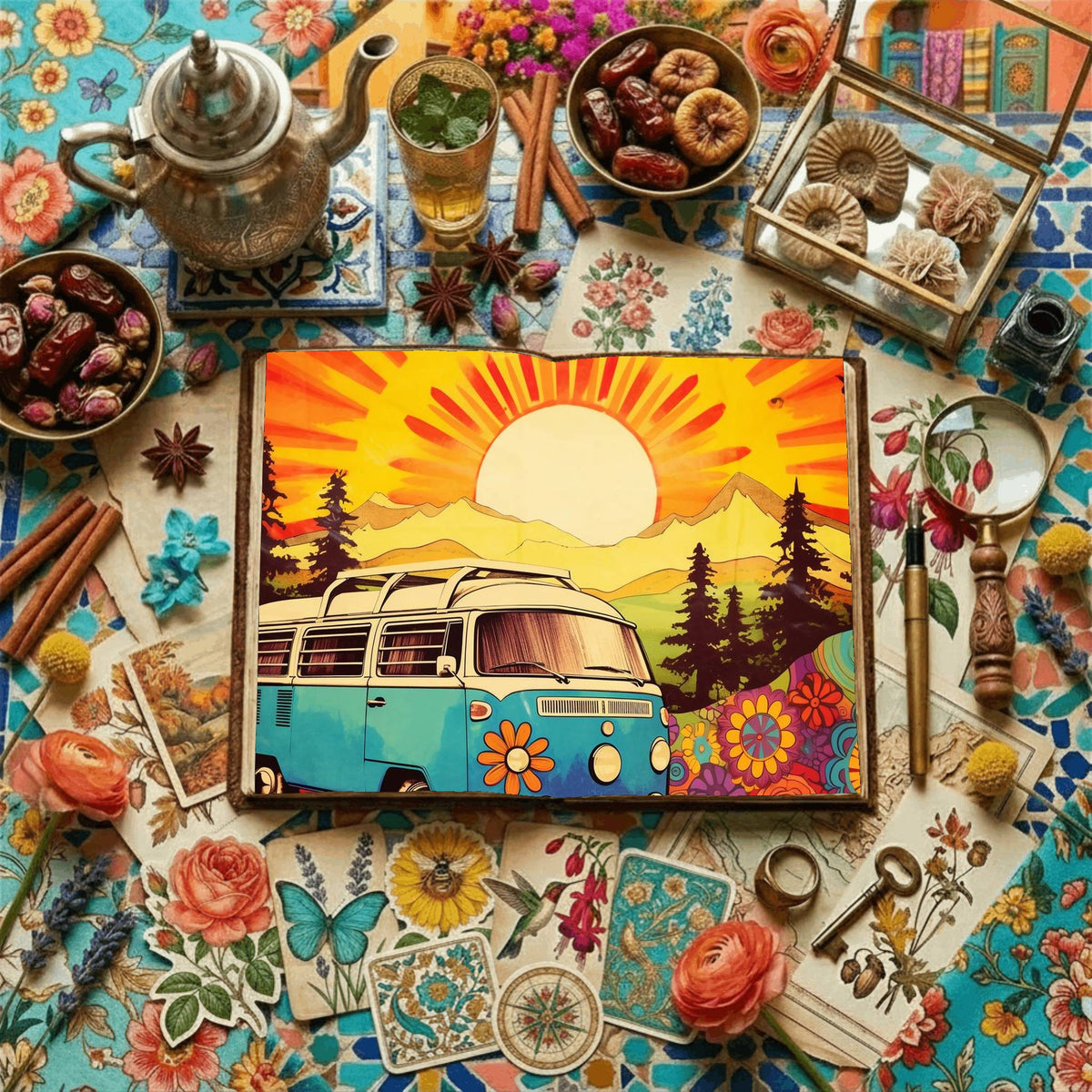 Hippie Campervan Digital Papers