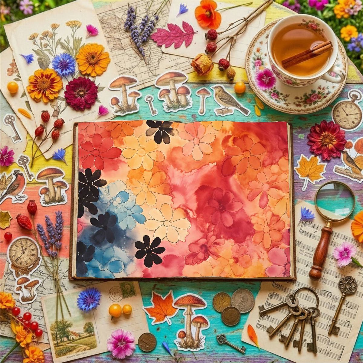 Hippie Flowers Digital Papers