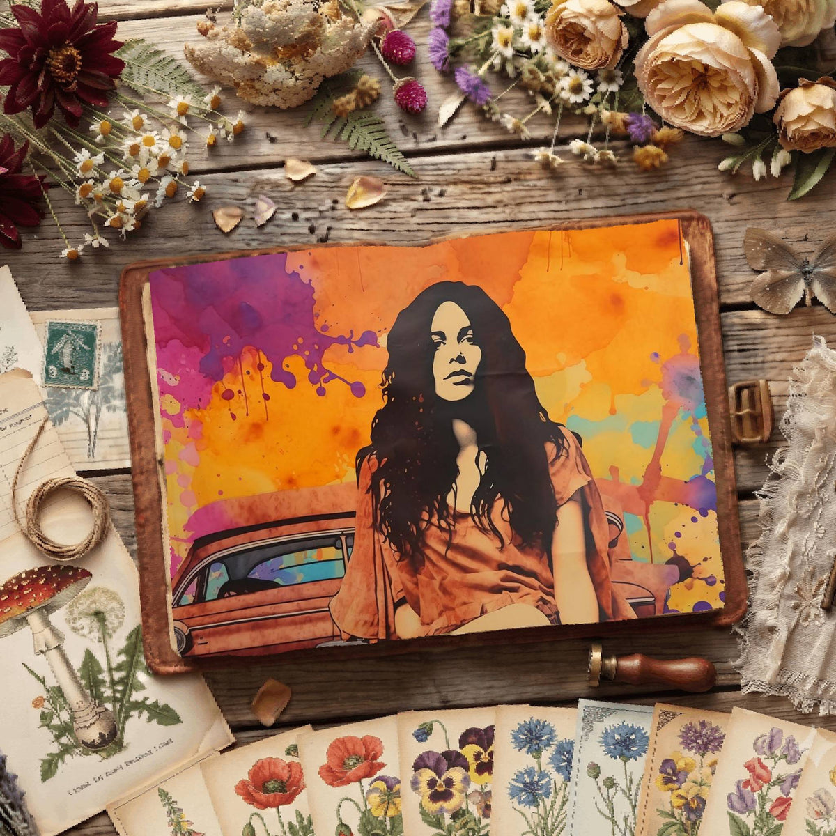 Hippie Woman Digital Papers