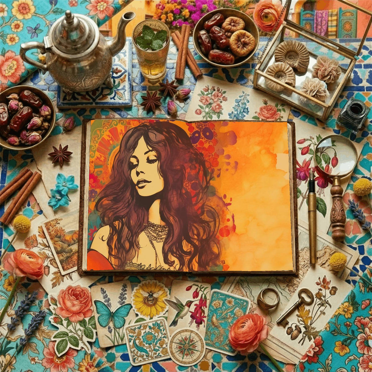 Hippie Woman Digital Papers