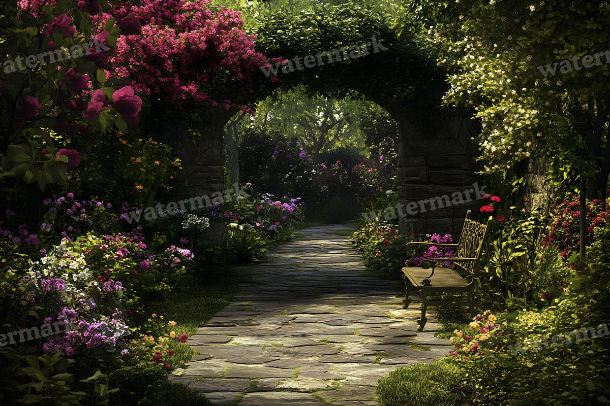 Intimate Garden Scene digital photo backdrop for photo editing, preview 3