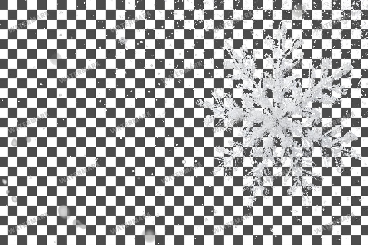 Large Snowflake Single Large Flake PNG overlay on a transparent checkered background, preview 4