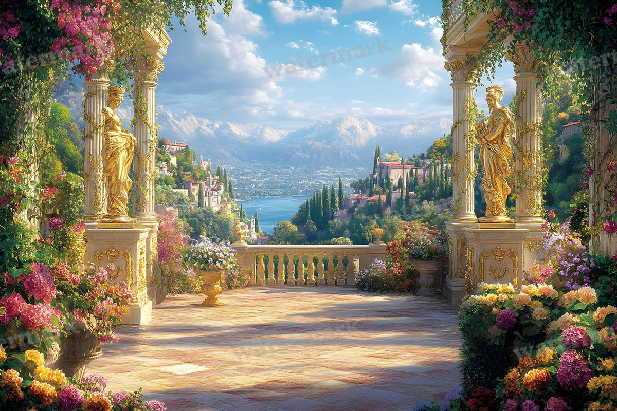Lavish Baroque Garden digital photo backdrop for photo editing, preview 3