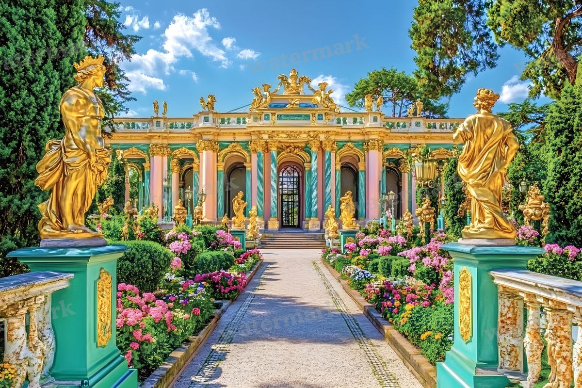 Lavish Baroque Garden digital photo backdrop for photo editing, preview 3