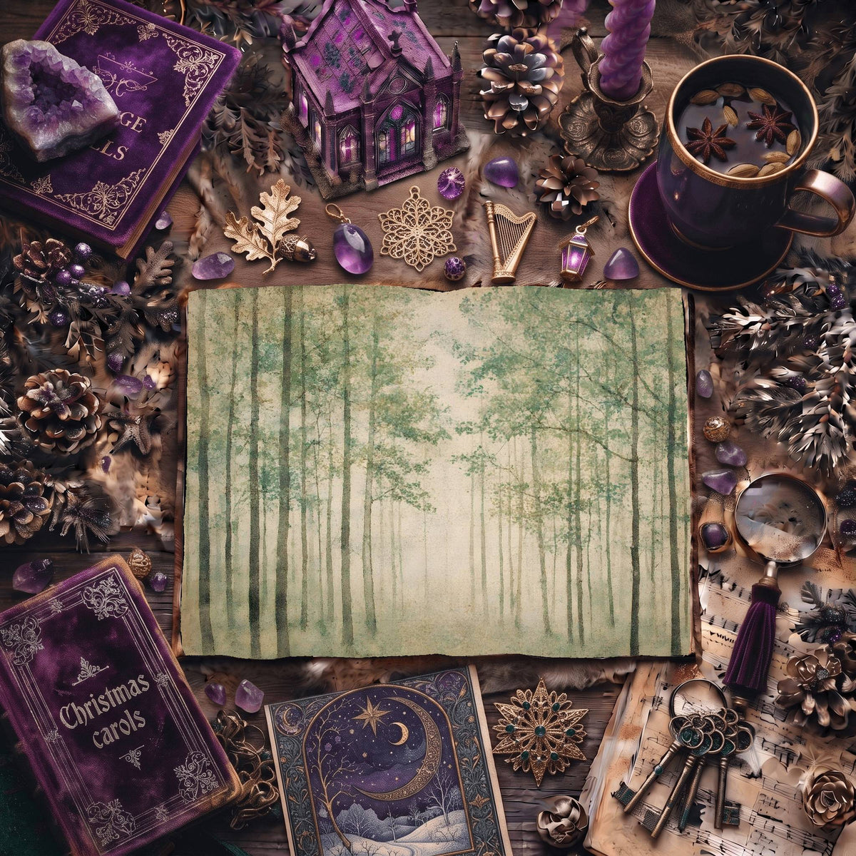 Light Woodlands Christmas Digital Papers