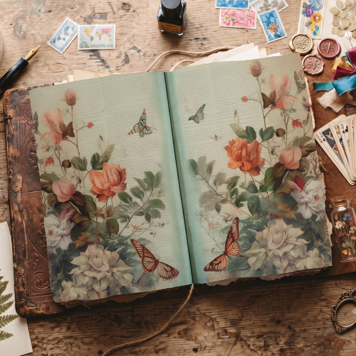 Lined Flower Digital Papers