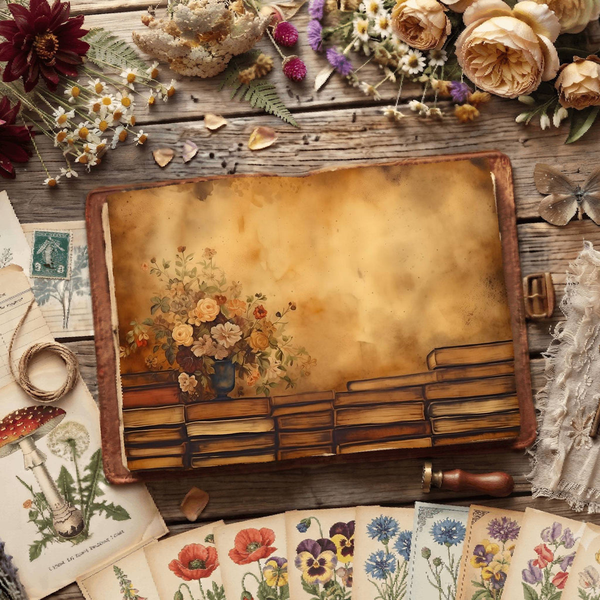 Literary Florals Digital Papers