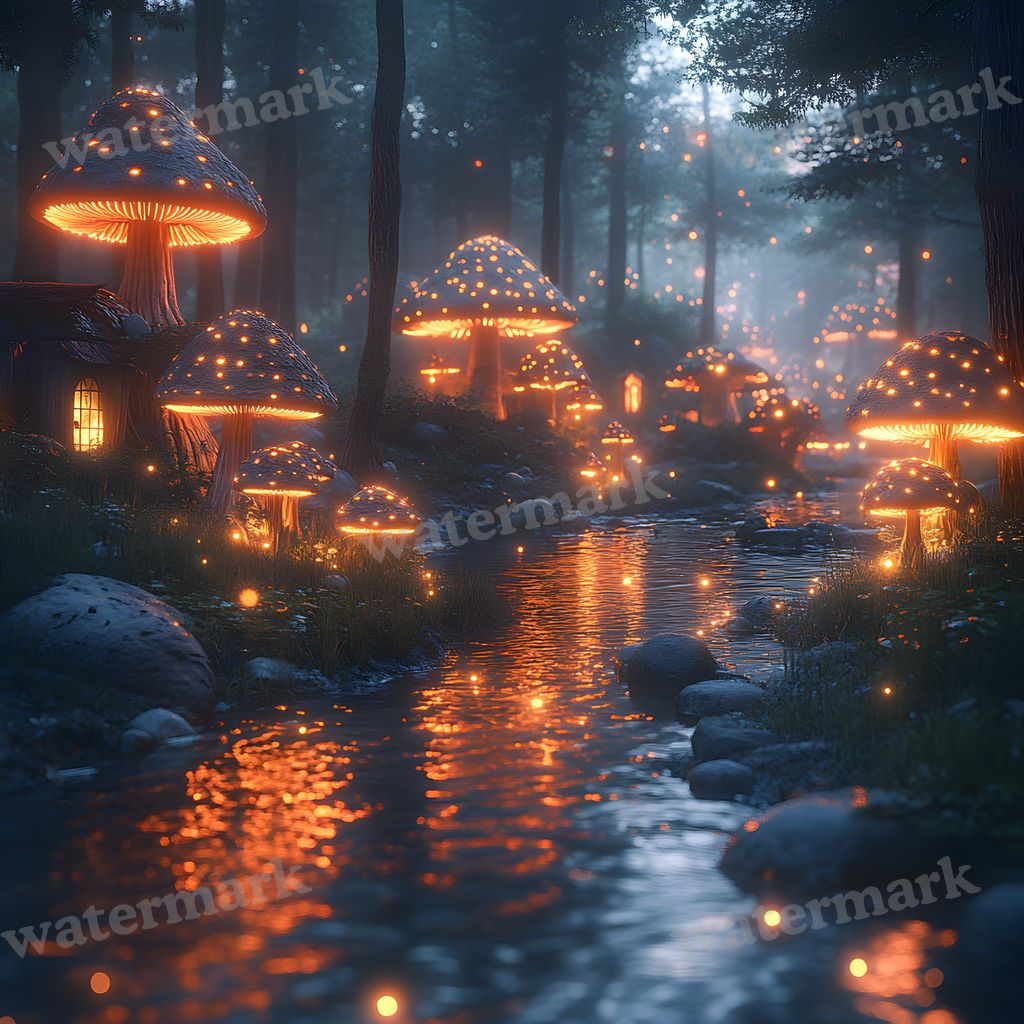Magical Mushroom digital photo backdrop for photo editing, preview 3