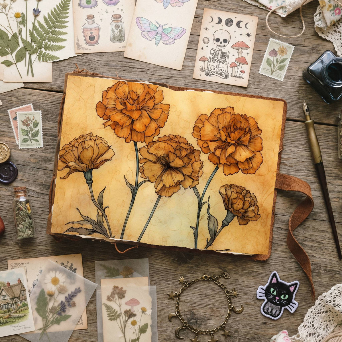 Marigold Flowers Digital Papers
