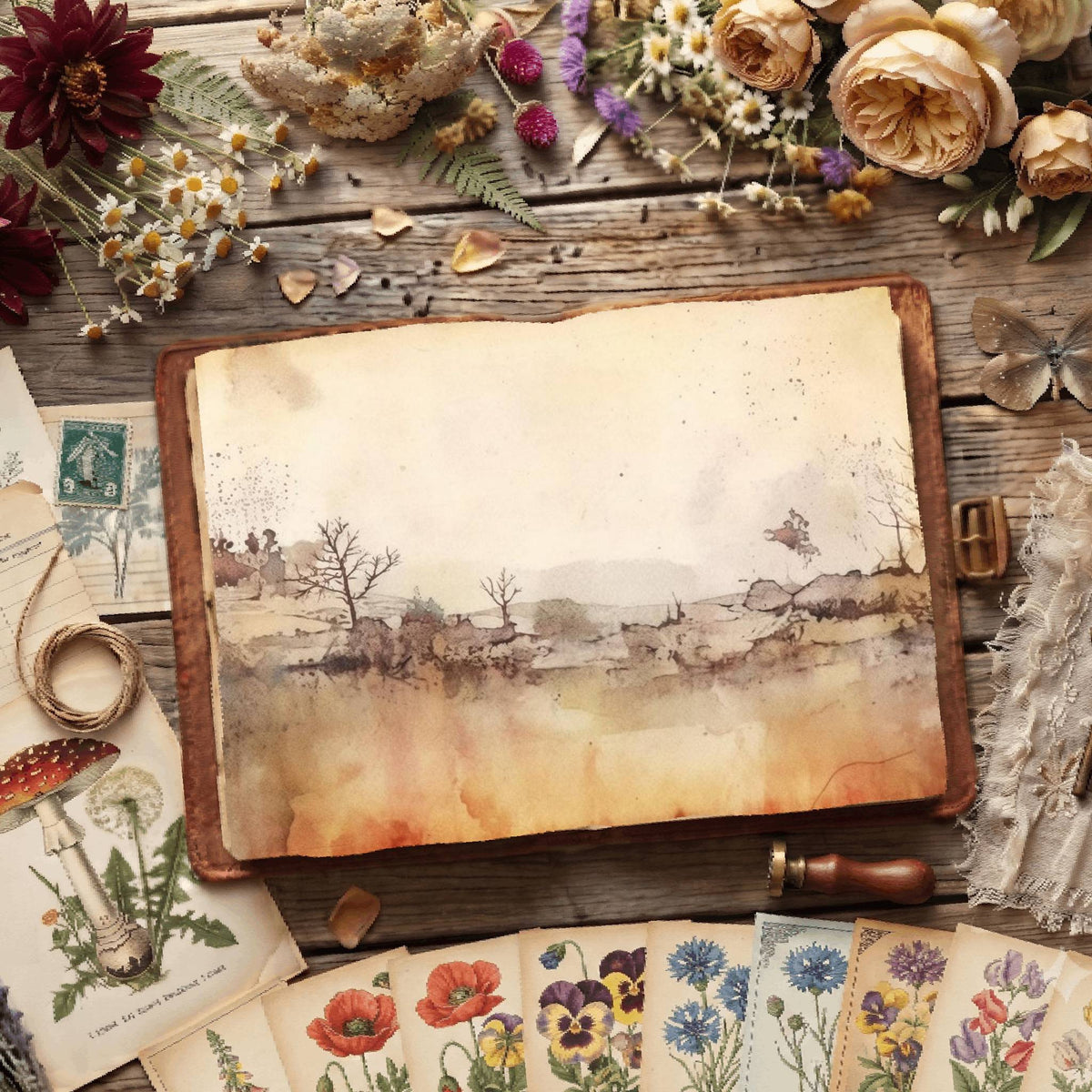 Misty Riverscape Digital Papers