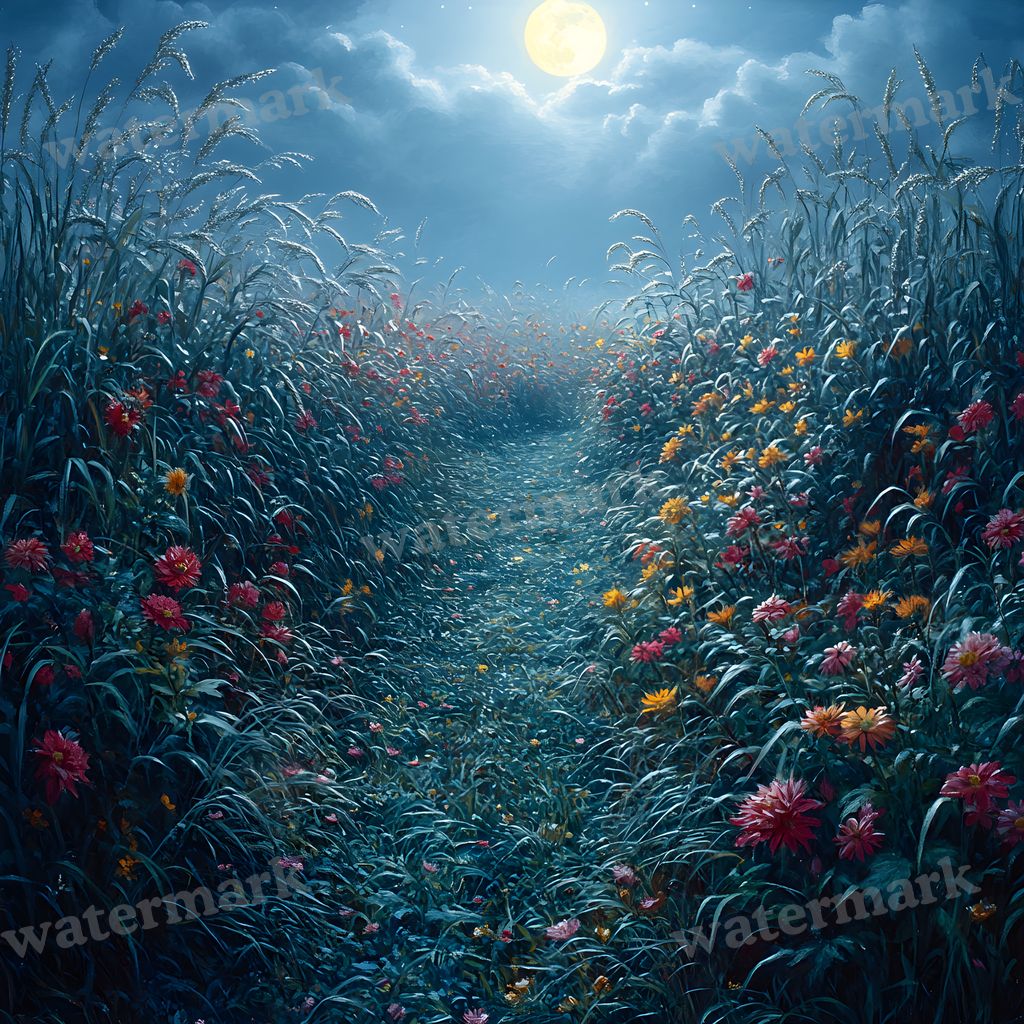 Moonlit Field Backdrop Images