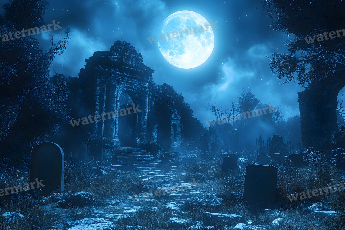 Moonlit Graveyard Backdrop Images