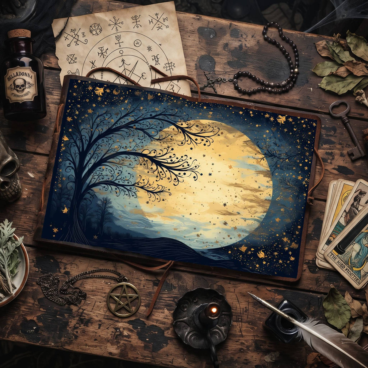 Moonlit Tree Digital Papers