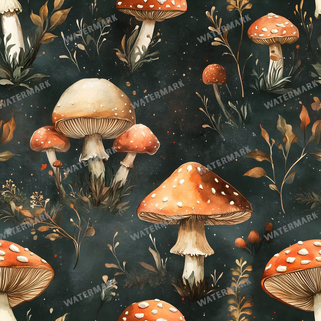 Mushrooms Seamless Pattern