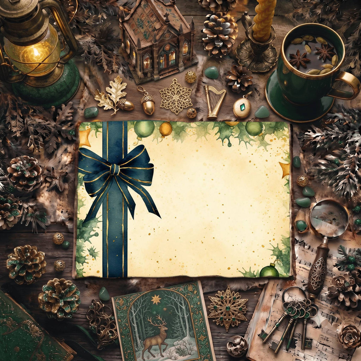 Navy Blue Christmas Gift Digital Papers