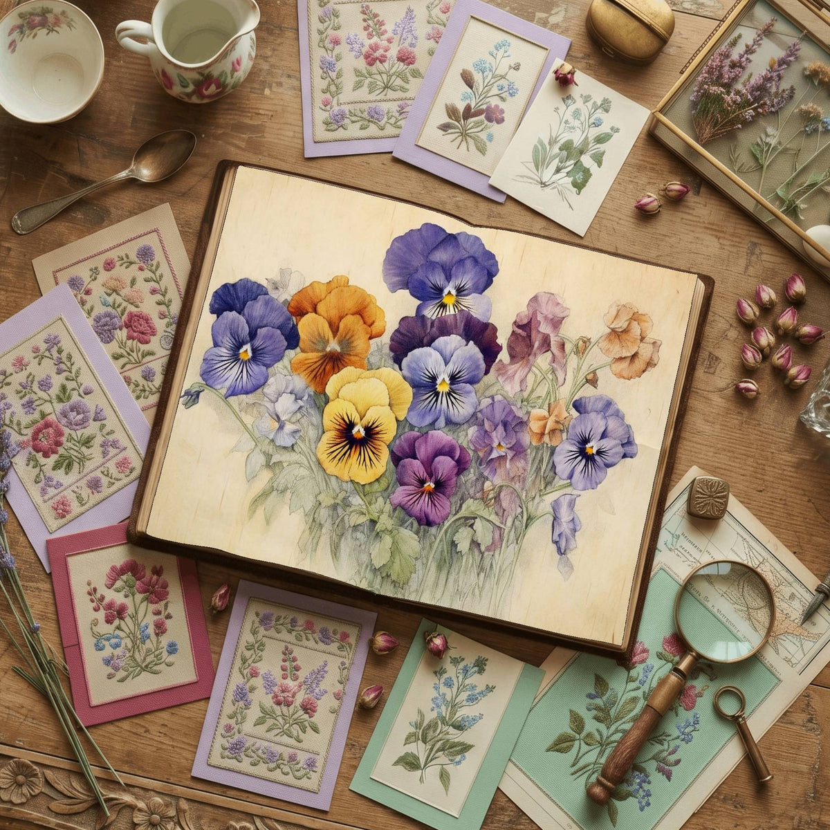 Pansy Flower Watercolour Digital Papers
