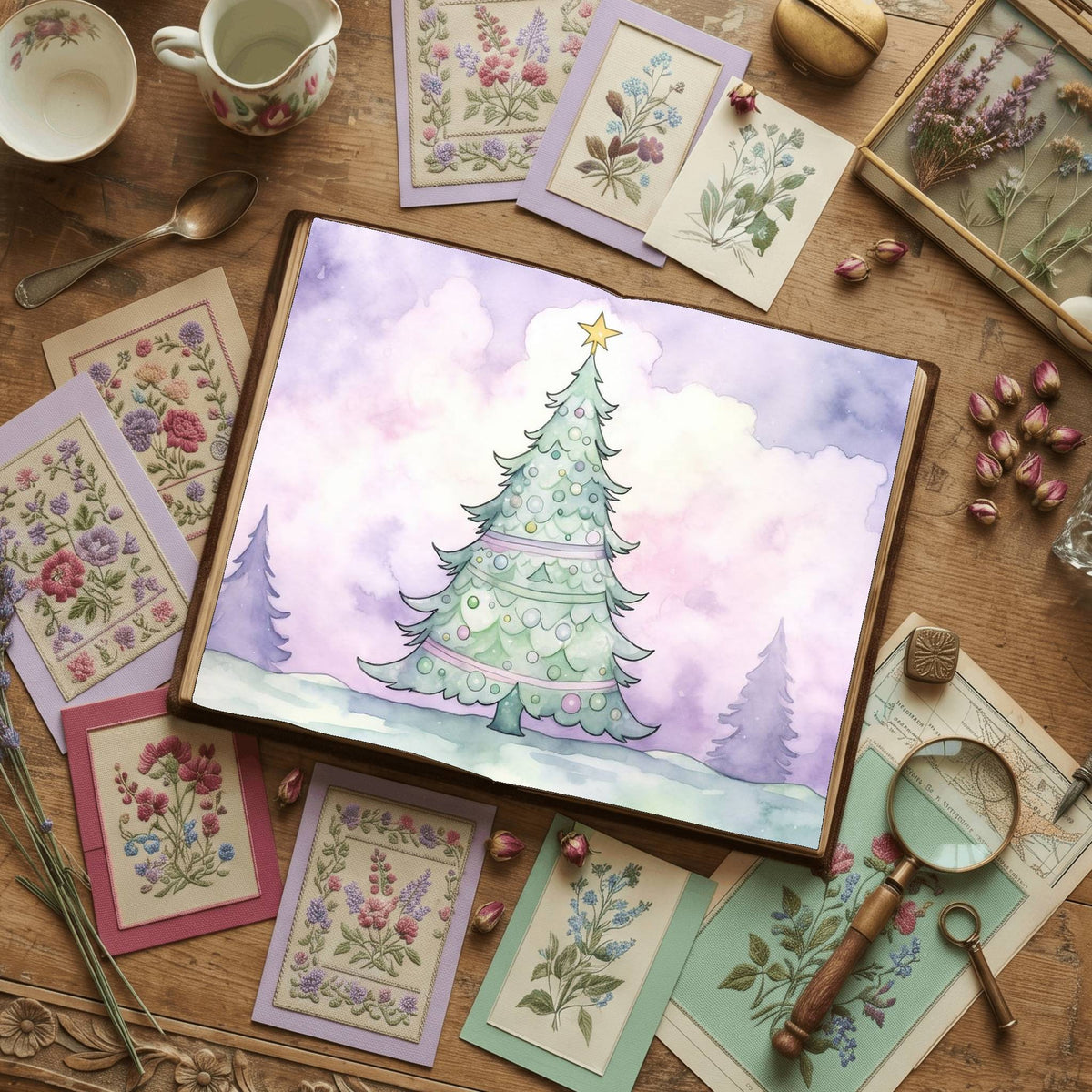 Pastel Chirstmas Tree Digital Papers