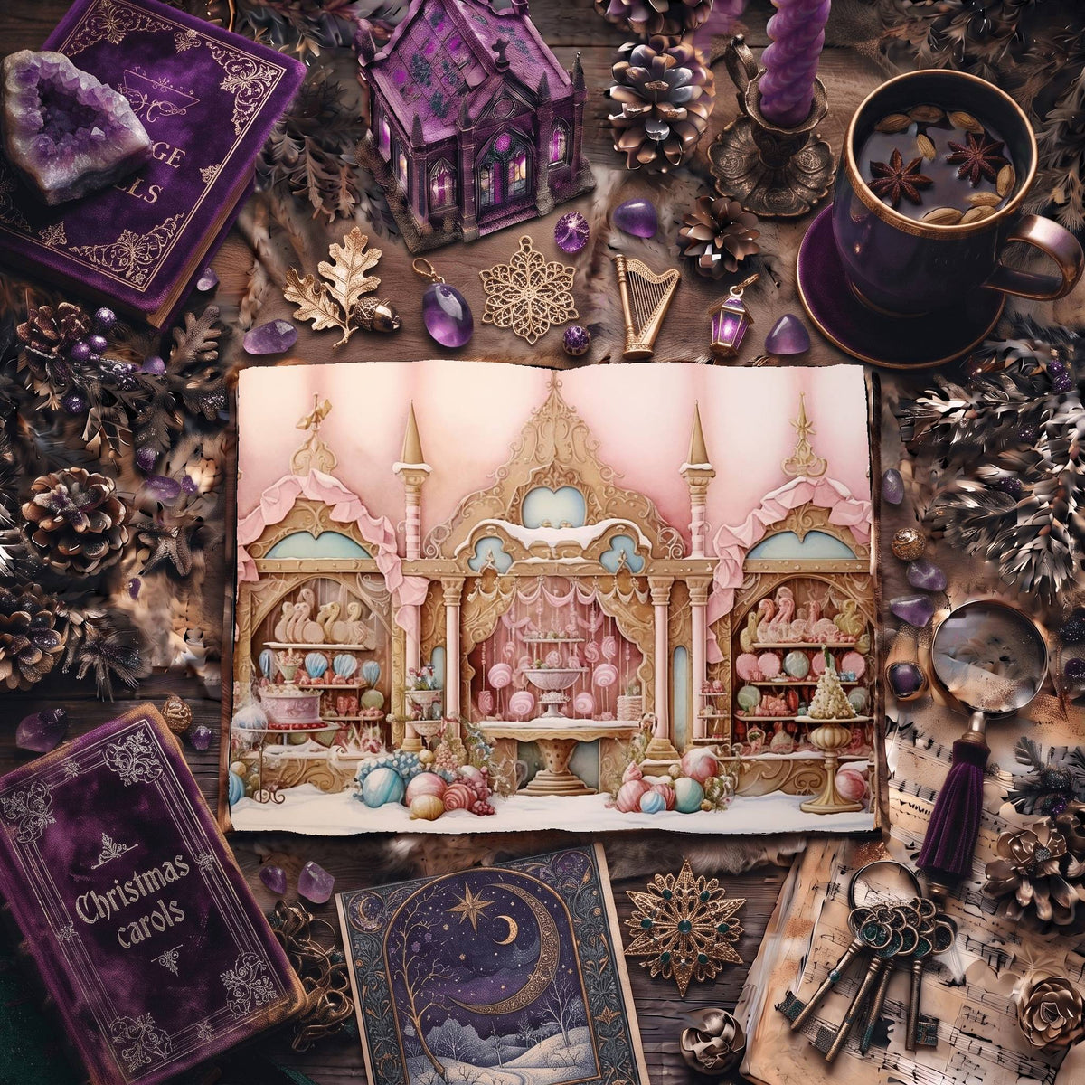Pastel Christmas printable junk journal paper, page preview 4