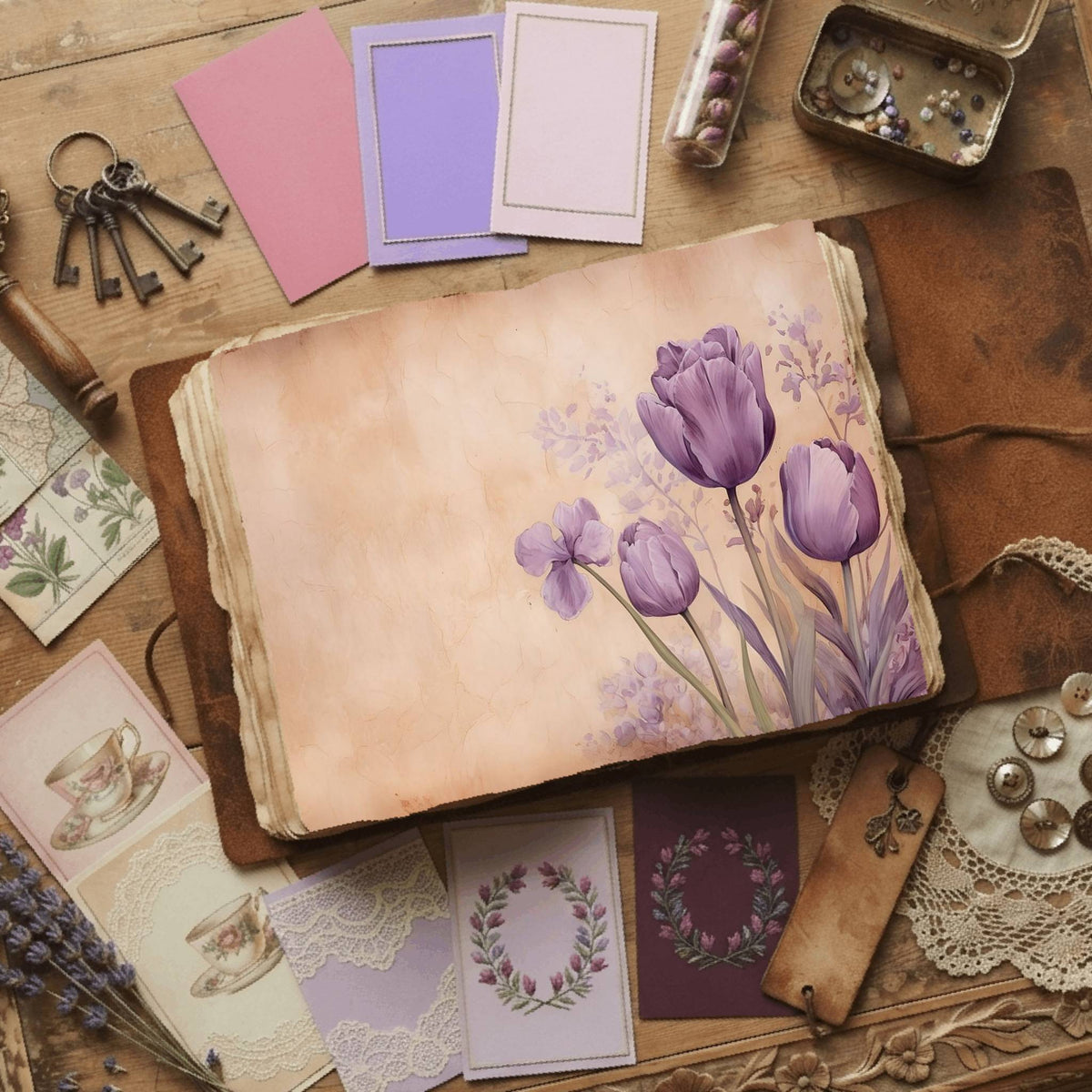 Purple Tulips Digital Papers